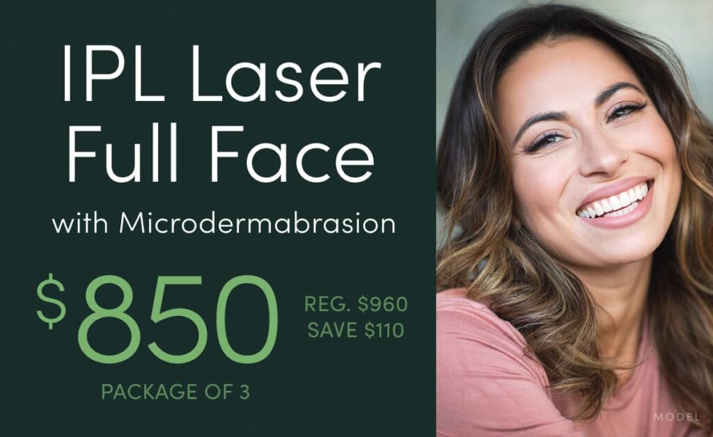 IPL Laser Full Face with Microdermabrasion Pkg of 3 for $850 (Reg. $960, Save $110)