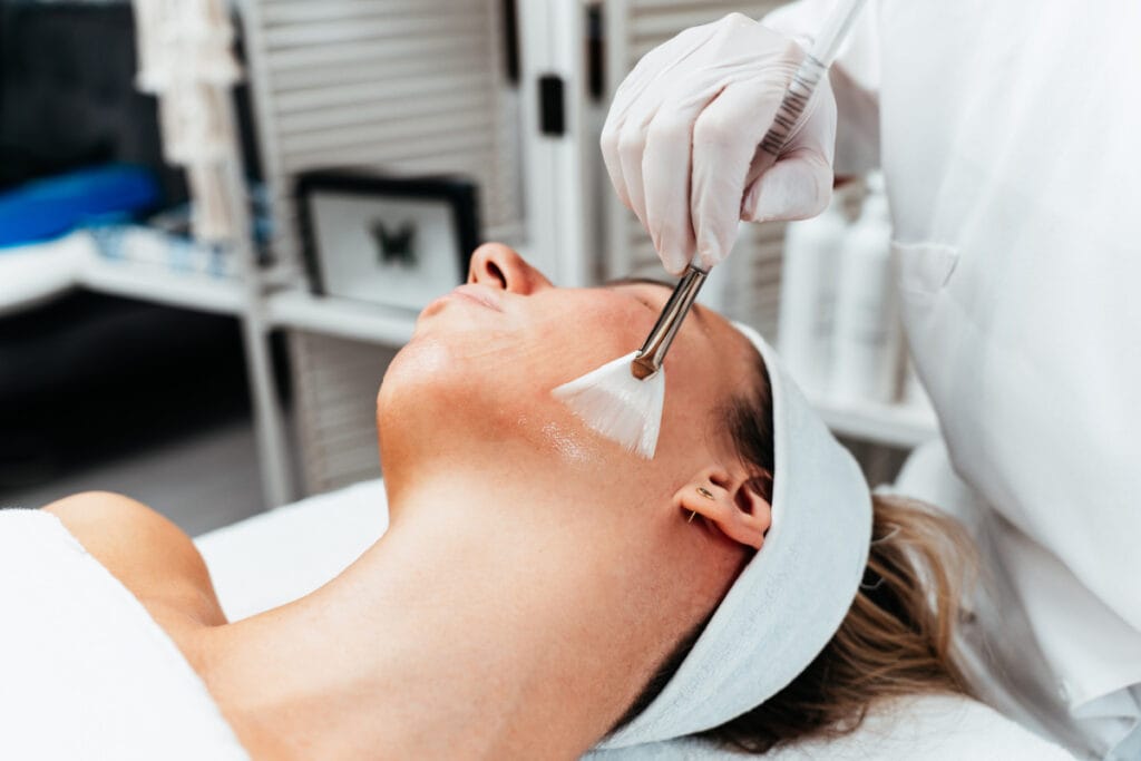 Woman getting a chemical peel